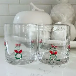 Crate & Barrel Wreath Icon Old-Fashioned Glasses
